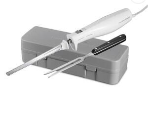 HAMILTON BEACH ELECTRIC KNIFE SET IN HARD CASE STORAGE
